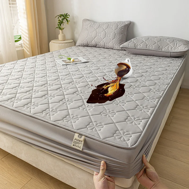 

Waterproof Thicken Mattress Pad Protector Premium Fitted Bed Sheet Twin/Full/Double/Queen/King Size Bed Cover Embossed Topper