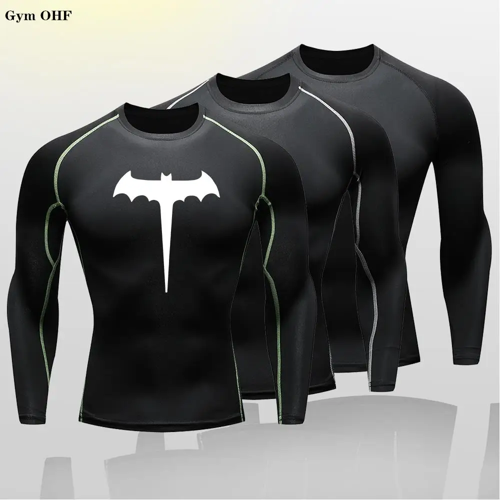 Bat Sun Protection Sports Second Skin Running T-shirt Boy\'s Fitness Rashgarda MMA Long Sleeves Compression Shirt Kids Clothing