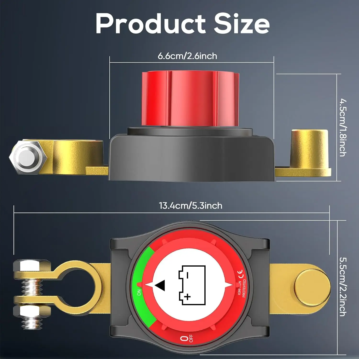 Top Post Battery Disconnect Switch 12V Battery Kill Switch Negative On/Off 12-48V Top Post Battery Switch  for Cars Vehicles RV