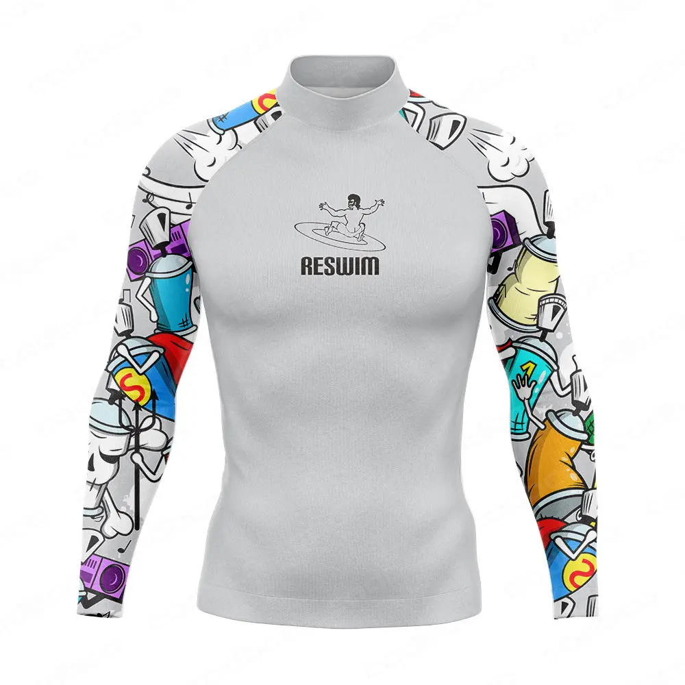 2024 estate costume da bagno da uomo Rash Guard magliette da surf a maniche lunghe UPF 50 costumi da bagno t-shirt sport surf Diving Clothes