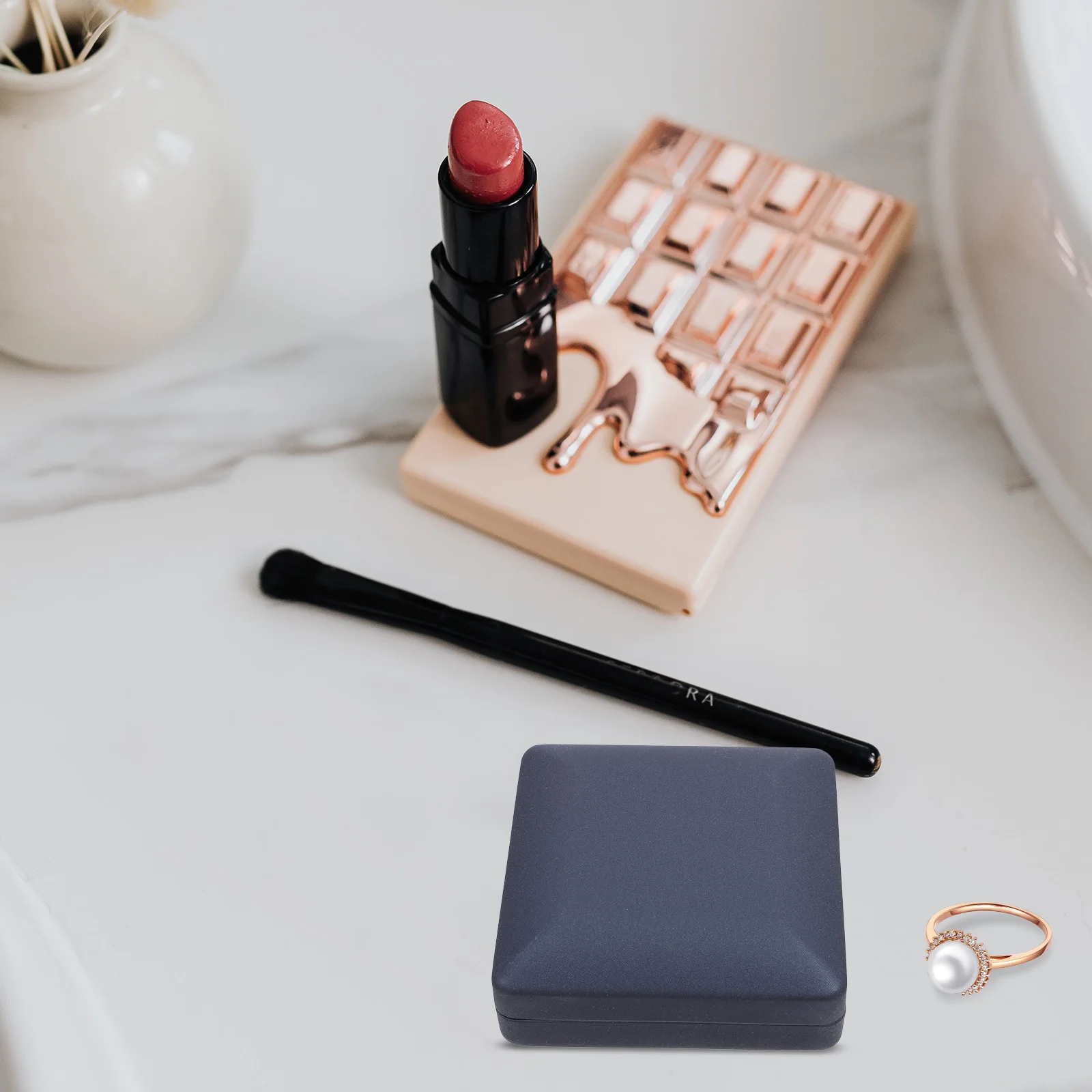 صندوق منظم حلقي صغير من البولي يوريثان منظم مجوهرات السفر المحمول حلقات مدمجة للتخزين صندوق خاتم من البولي يوريثان #5