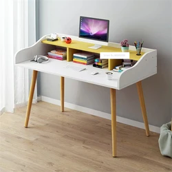 B2658 120cm Economic And Creative Wood Simple Office Desk Double Layer Student Writing Laptop Desk Bedroom Modern Computer Desk