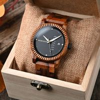 BOBO BIRD Men's Watches Wooden Casual Quartz Wrist Watch for Men Auto Date Week Display with Gift Box Customized Dropshipping