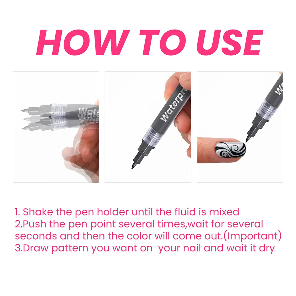 

8 Pcs Nail Design Pen Drawing Graffiti Pens Gel Polish Nails Stamper Manicure Pencil