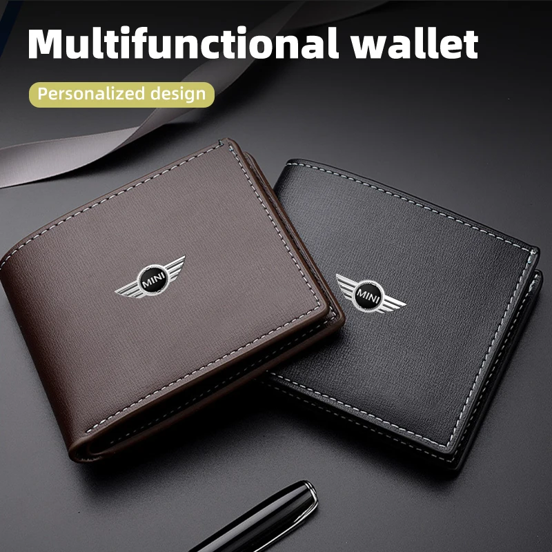 New Car Logo Wallet Leather Simple Card Holder For MINI Cooper One JCW R56 Countryman Paceman Clubman R58 R59 R57 R55 F55 F56