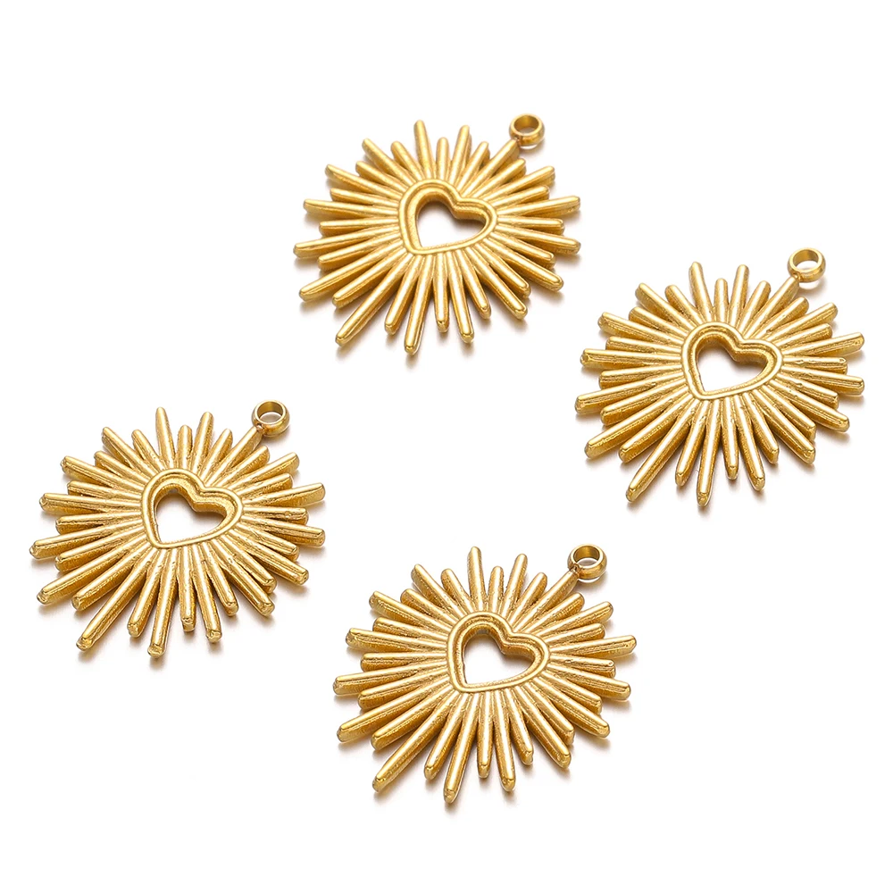 5pcs Gold Color Stainless Steel Hollow Heart Charms Pendant for DIY  Jewelry Findings Women Exquisite Necklace Bracelet Making