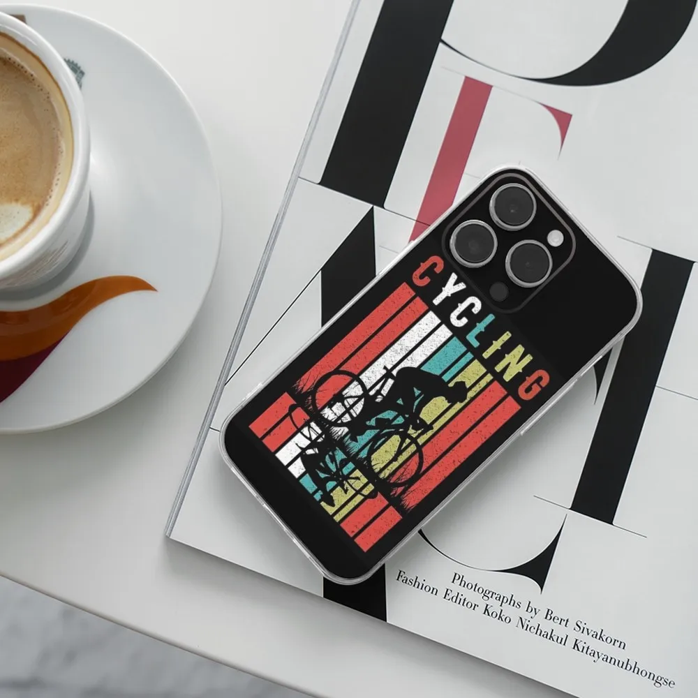 Capa de telefone esportiva para bicicleta, para iphone 16,15,14,13,12,11 plus, pro, max, zr,xs, x,7,8 plus, se, mini concha macia de silicone transparente