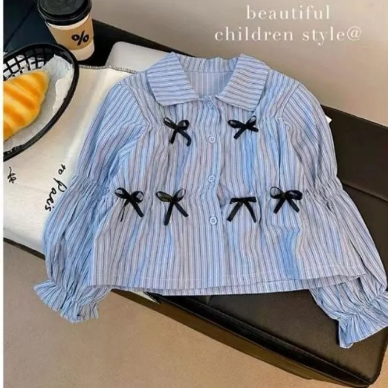 Sweet Long Sleeve Shirt Ins Fashion Style Flower Girly Heart Children Hoodie Clothing Princess Baby Casual Gifts for Kids