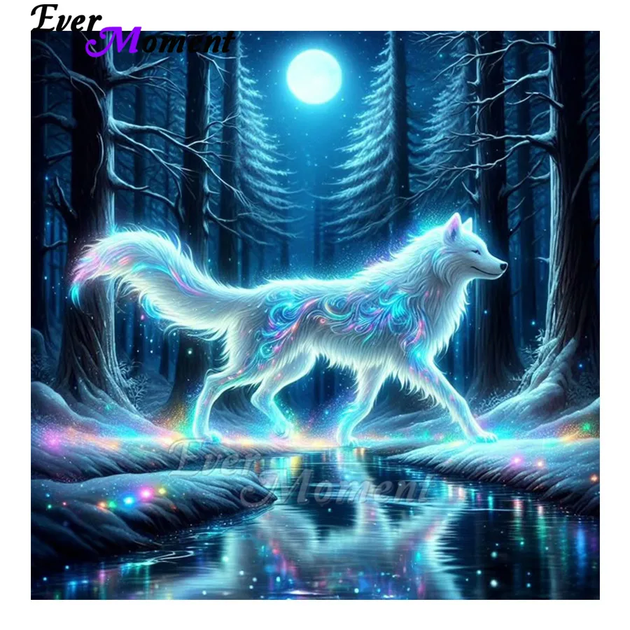 

Ever Moment Animal Wolf Diamond Painting Short Lint Canvas 5D DIY Diamond Mosaic Home Decor ASF3119