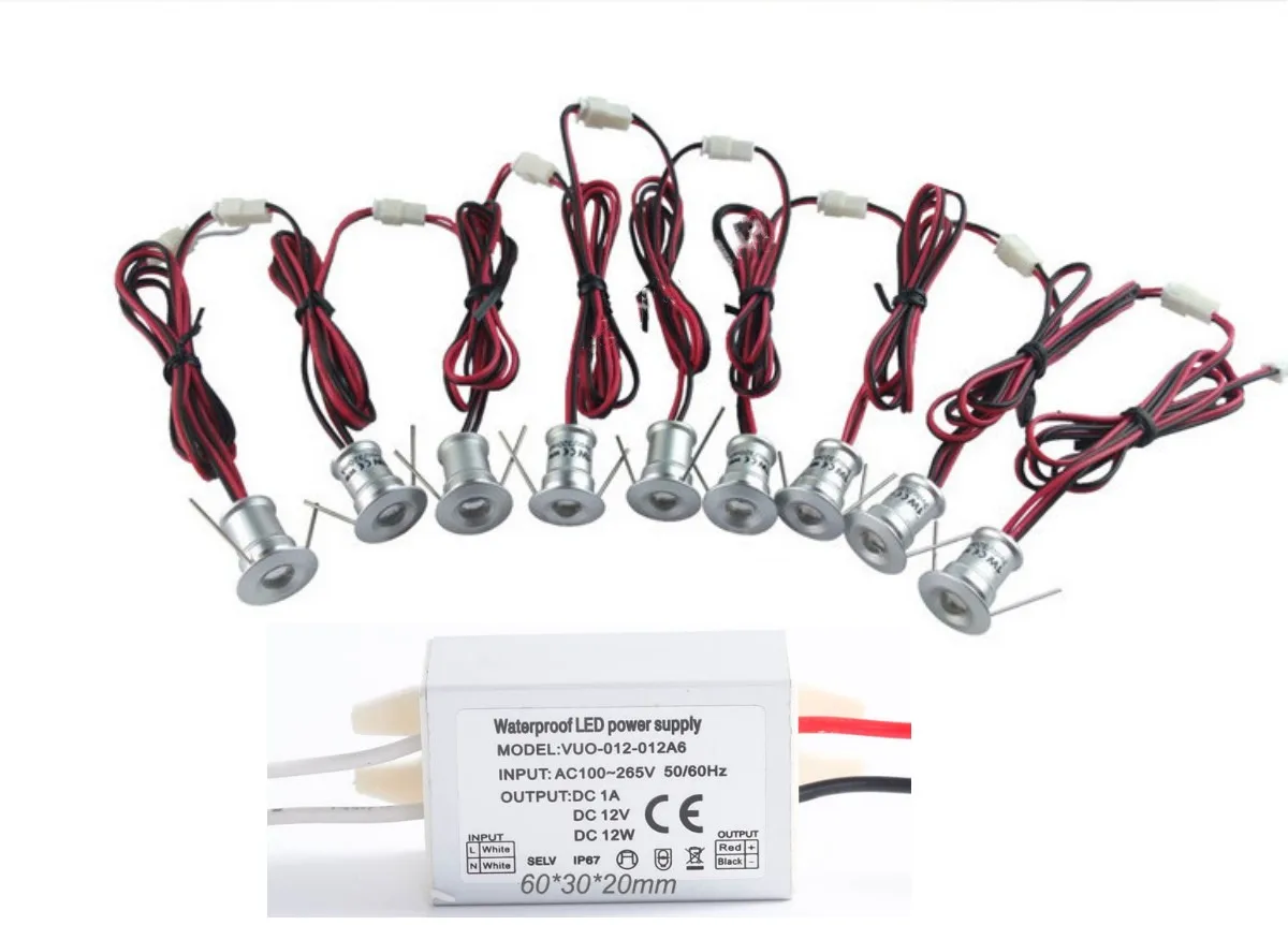 IP65 światełko punktowe LED IP67 wodoodporny transformator 1W 12V 24V wpuszczone W sufit kuchnia lampa do salonu srebrna muszelka