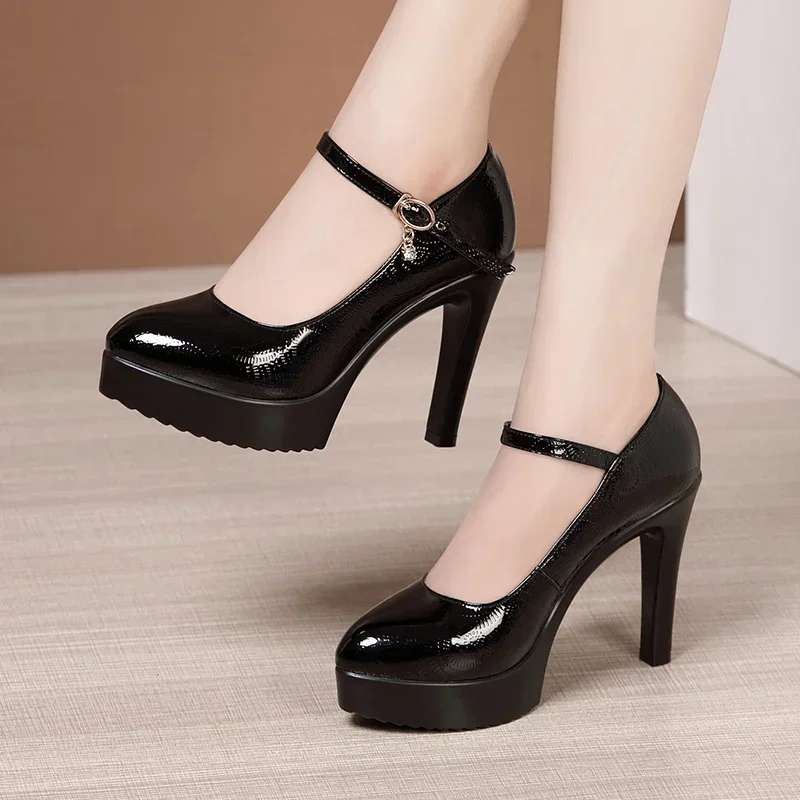 

11cm 13cm Small Size 32-43 Elegant Shallow Mouth Shoes Woman 2024 Trend Block High Heels Pumps for Model Work Party Office