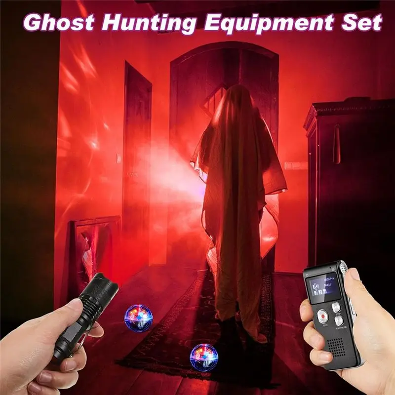 Paranormal Equipment Kit 4 Pieces 1 Light Night Vision Flashlight, 1 , 2 LED Light Up Pet Cat Balls