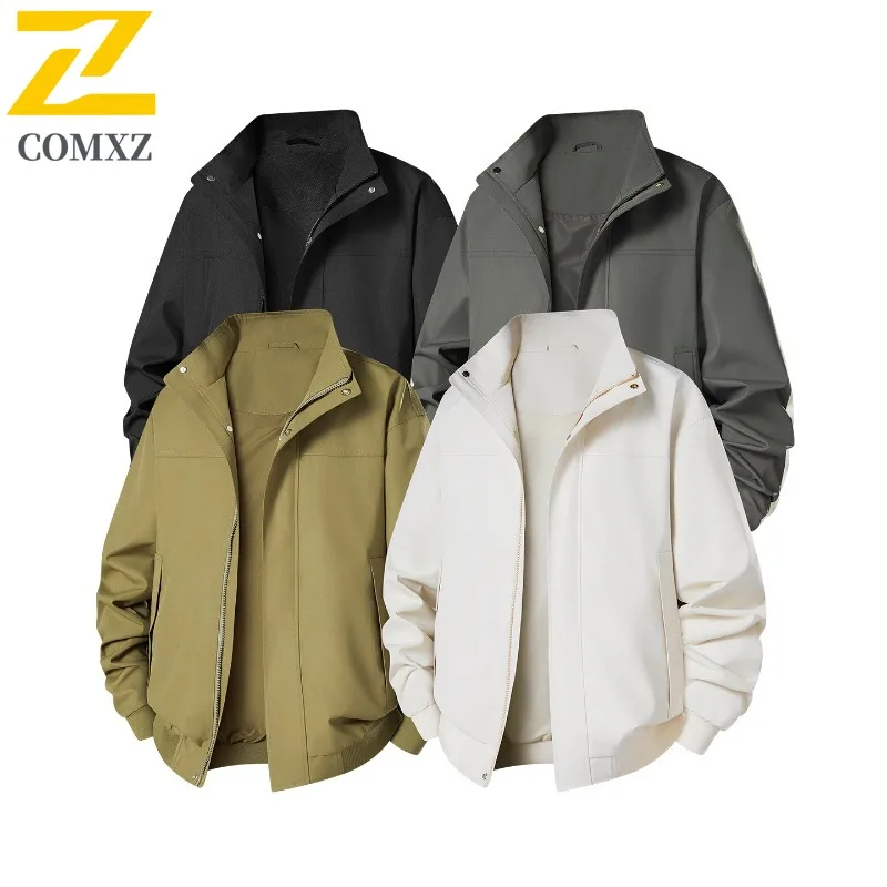 

COMXZ Douyin Hot Sale Stand Collar Cardigan Men Jacket Windproof Waterproof Jacket Spring Autumn Outdoor Casual Top