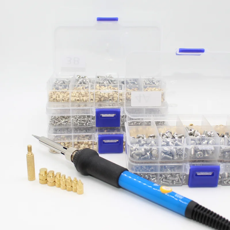 Messing Hot Melt Gewinde einsatz Mutter Eisens pitze 3D-Drucker Zubehör Heiz mutter Edelstahl Schraube Schraube Einst eck mutter Kit m2 m2, 5 m3 m4 – Detail 1