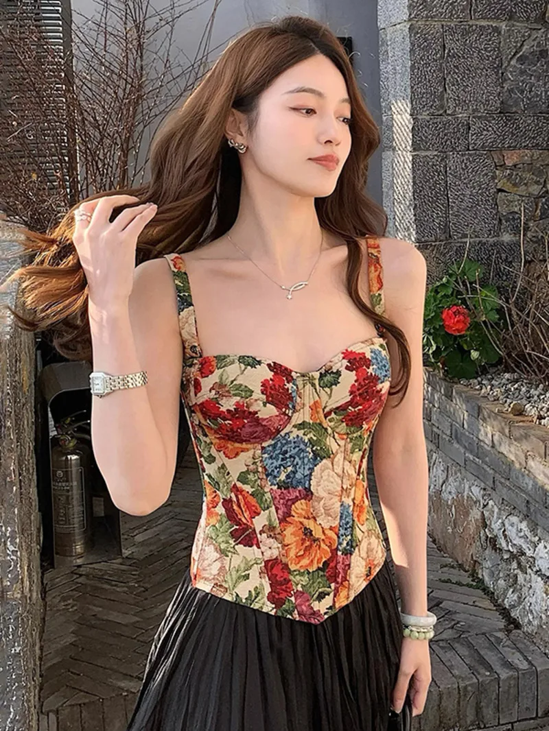 Fashion Jacquard Fishbone Corset Women's Slim Fit Back Zipper Waist Contraction Camis Summer New  7AA0DH