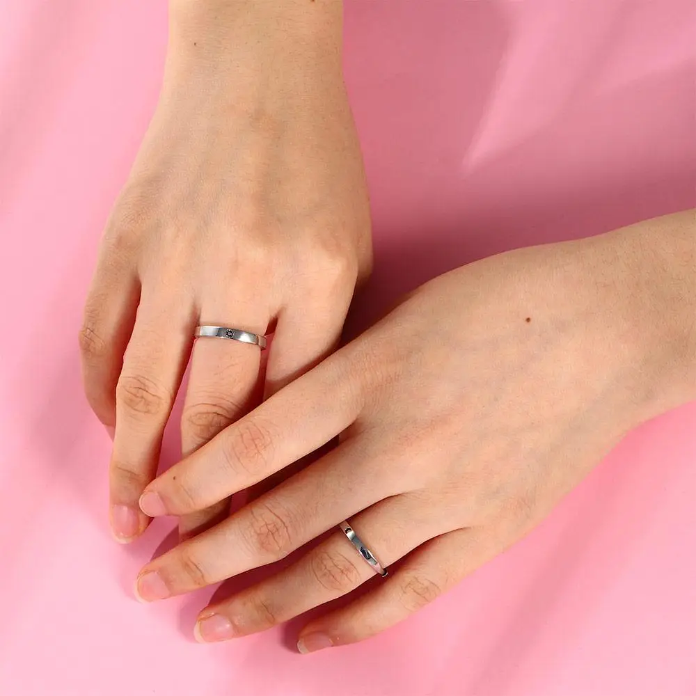 Fashion Accessories Opening Adjustable Wedding Party 1 Pair Couple Jewelry Sun Moon Ring Engagement Ring Finger Rings Set