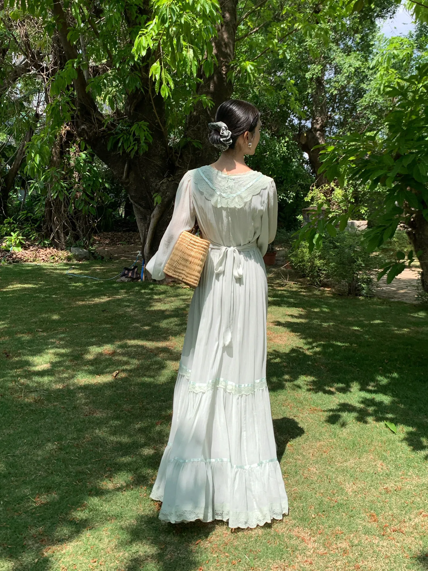 TIYIHAILEY Summer Spring Women Dress Full Sleeve Long Maxi Ladies S-L Vintage Lyocell 2026 New Layers A-Line Lace Patchwork