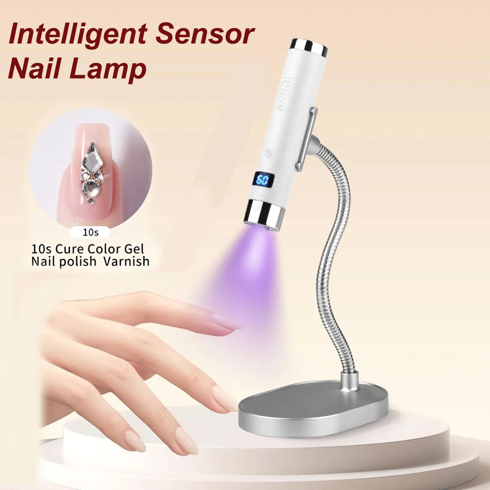 مصباح مجفف صغير للأشعة فوق البنفسجية LED بمستشعر Ai قابل لإعادة الشحن مصباح لاسلكي لسطح المكتب وتجفيف الضوء المحمول أدوات صالون مانيكير