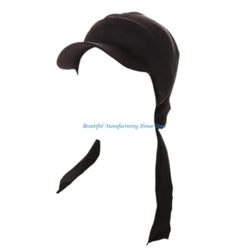 E56A Bonnet Caps Stretch Polyester Head Wraps for Women Soft Fashion Turban Hat