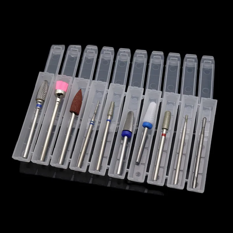 Easy Nail 10 Slots Seperate Storage Box For Nail Drill Bit Files Holder Container Case Display Organizer Acrylic Manicure Tool