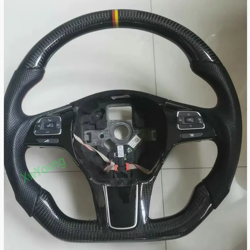 For VW Volkswagen Touareg 2011-2018 (No Paddle Shifters/ No Heated/ No Vibration) 100% Real Carbon Fiber Steering Wheel