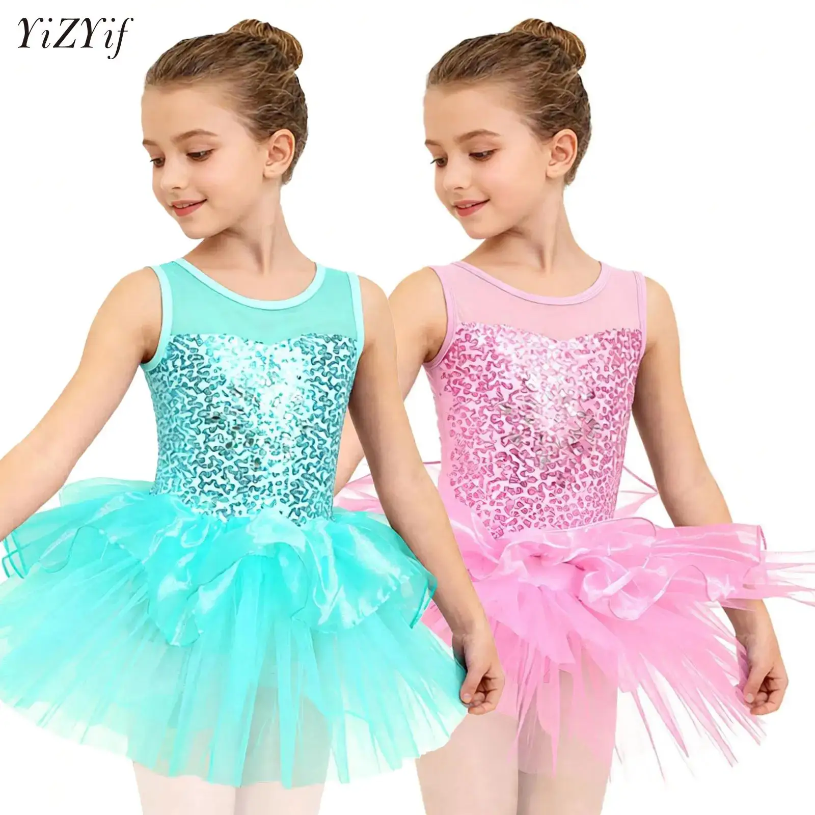 Ballerina Danskleding Kinderen Lovertjes Gymnastiek Jersey Ballet Turnpakje Dans Tutu Jurk Meisjes Danskleding Fee Prom Party Kostuum