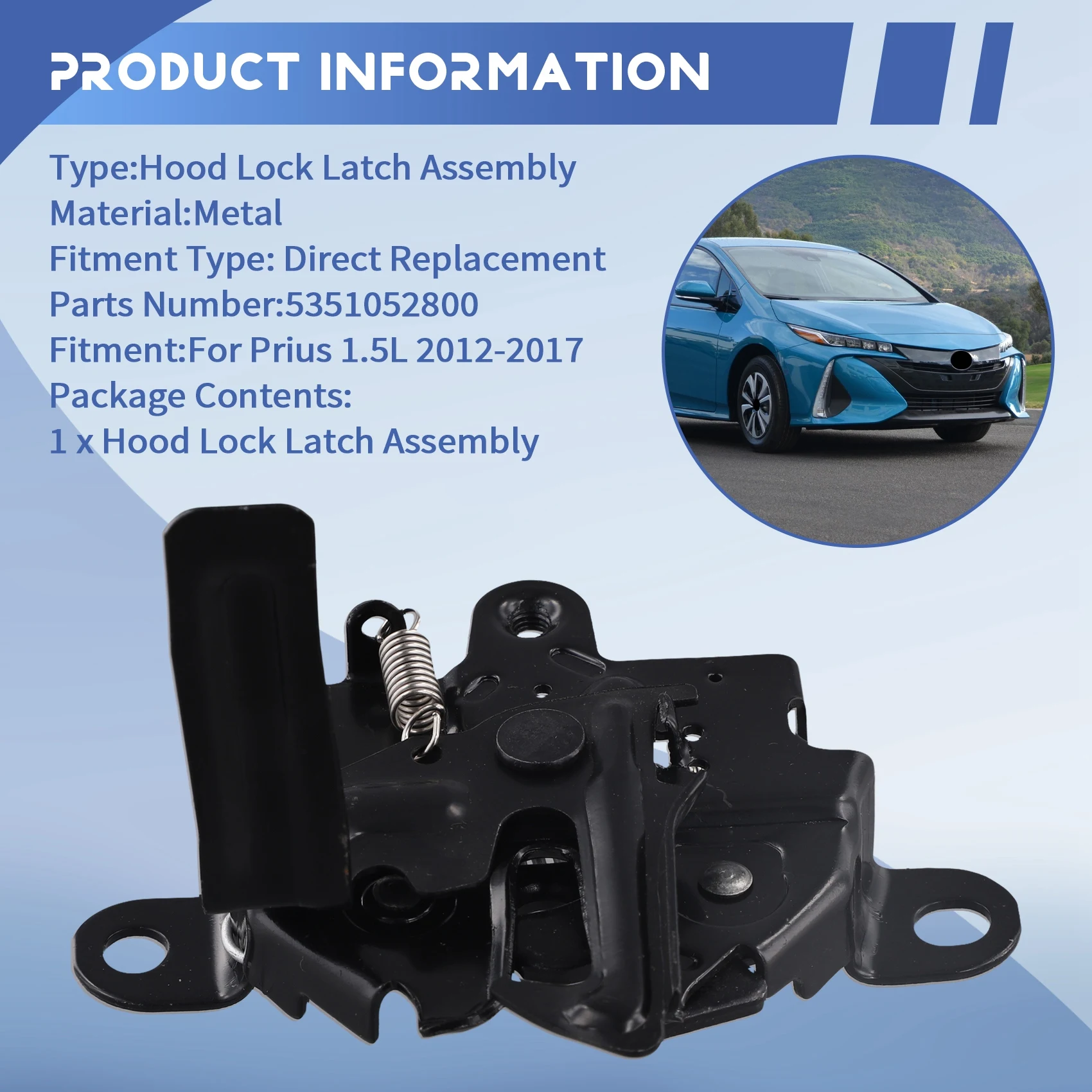 

A19Q-53510-52800 Замок капота в сборе для Toyota Prius 1.5L 2012-2017 5351052800