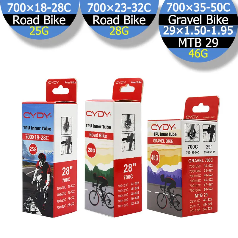 CYDY TPU Inner Tube Road Bicycle 700x18 23 25C 26 28C 30C 32C 35 38 40 45 50C Tire Bike GRAVEL MTB 29x1.5-1.95 pneu Camera Tyre