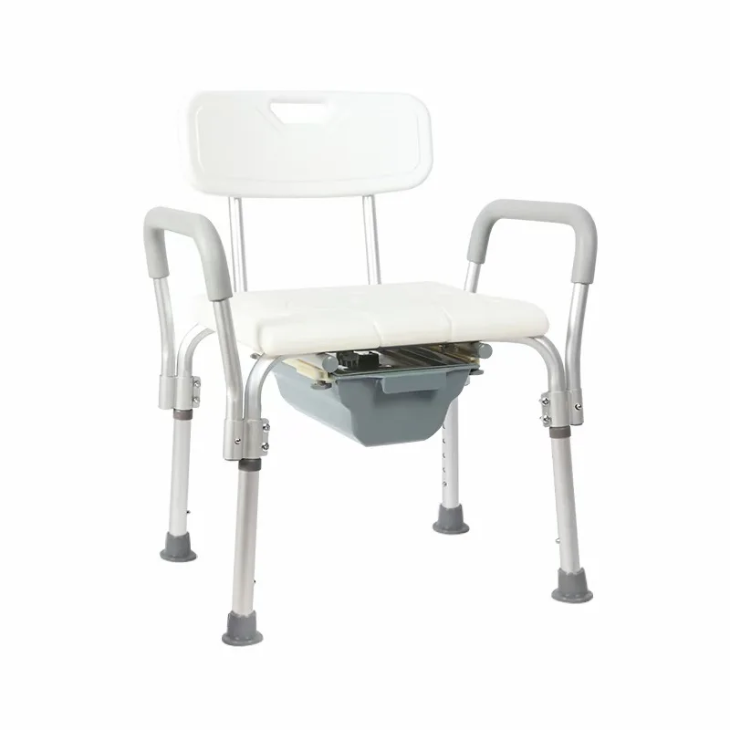 Custom Aluminum Alloy Adjustable Shower Commode Chair With 730-850mm Height Range And 3.6KG Lightweight Design