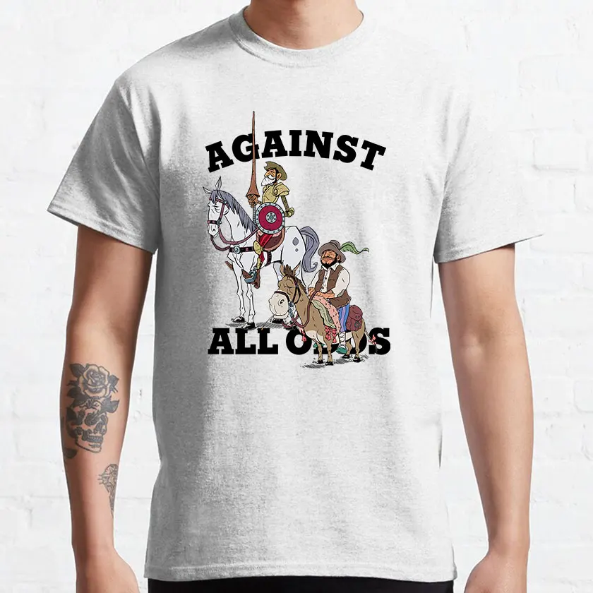 Against All Odds Don Quijote de la Mancha Funny t shirt romance of chivalry spanish literature satire printed plus size clothing