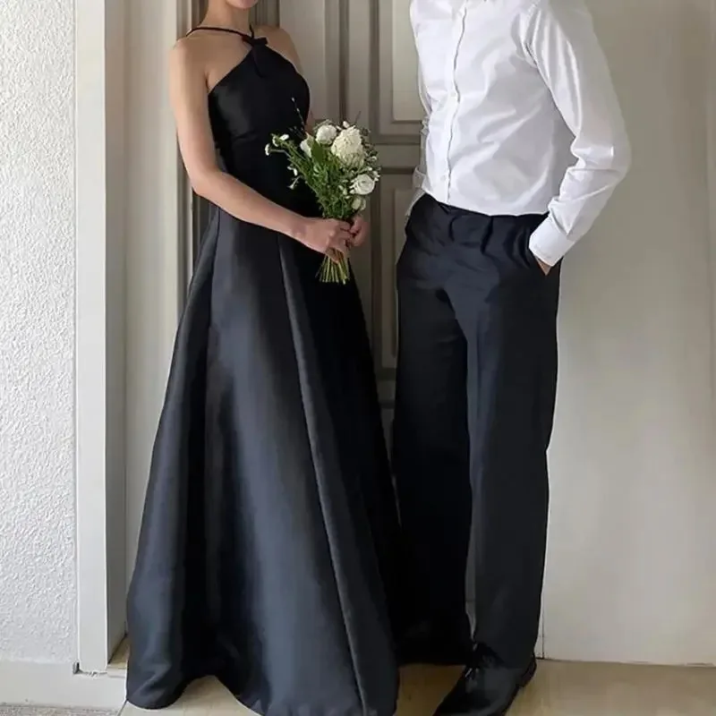 Новейшее свадебное платье трапециевидной формы, элегантное вечернее платье без рукавов длиной до пола, милый бант, Холтер, простые свадебные платья с пятнами