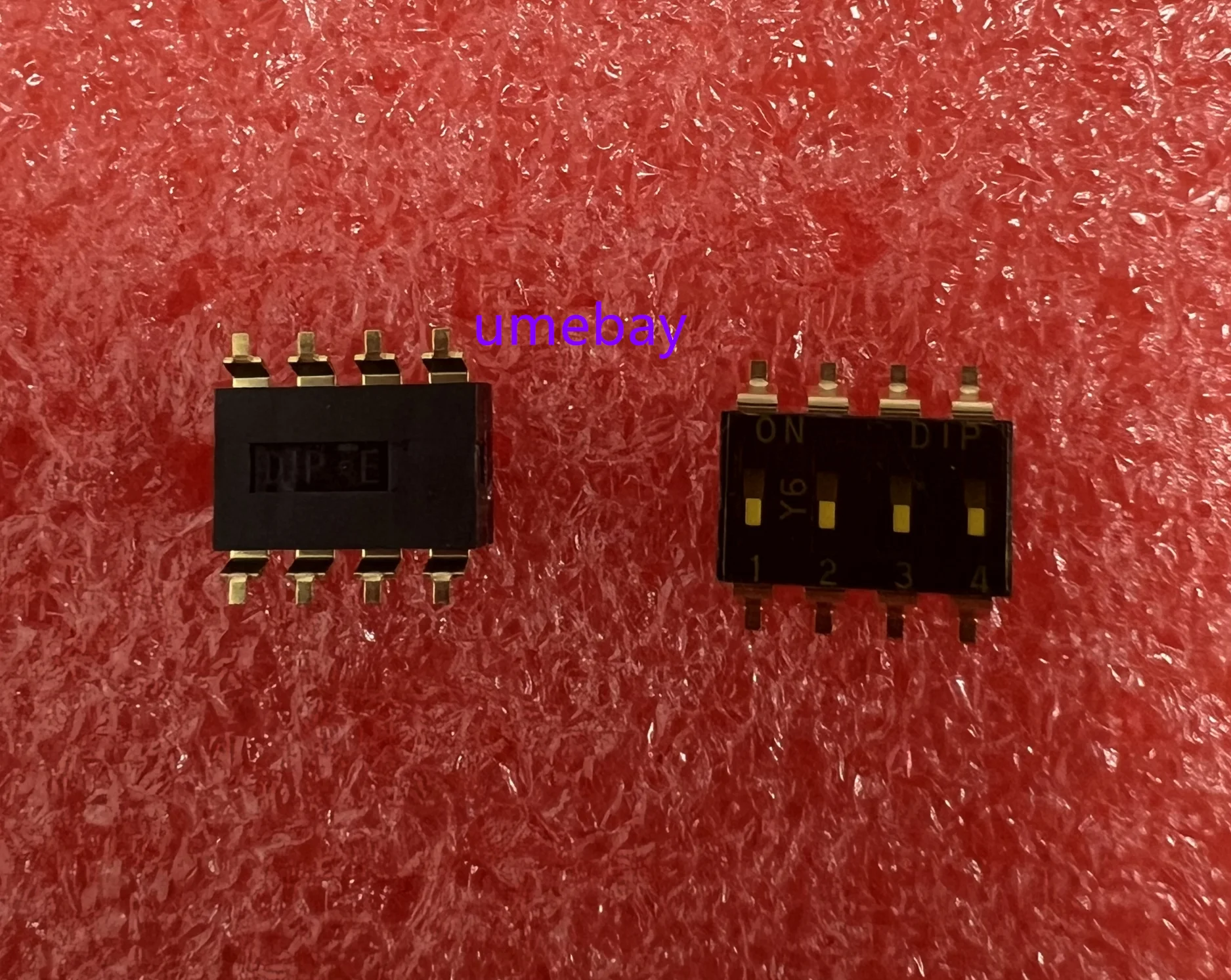 50 pieces, integrated circuit, dip switch with 2.54MM pin spacing, EMR-04-T-V-T/R. 4-piece gold-plated film feet