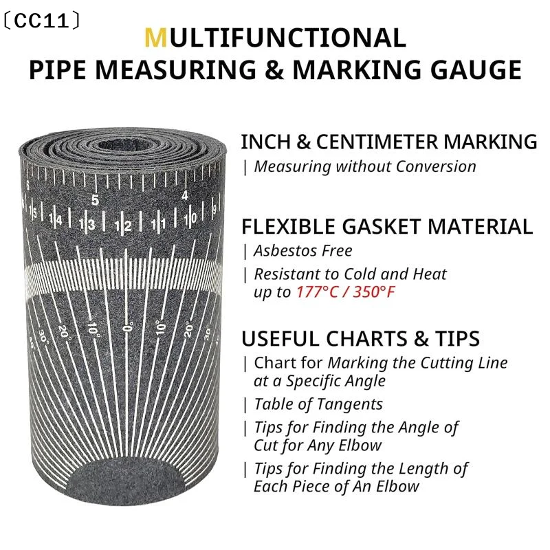 Pipe Measuring Tool Wrap Around Tape For 1 To 6 Inch Piping Fitter Work Accurate Diameter Gauge For Plumbing Industrial 〔CC11〕