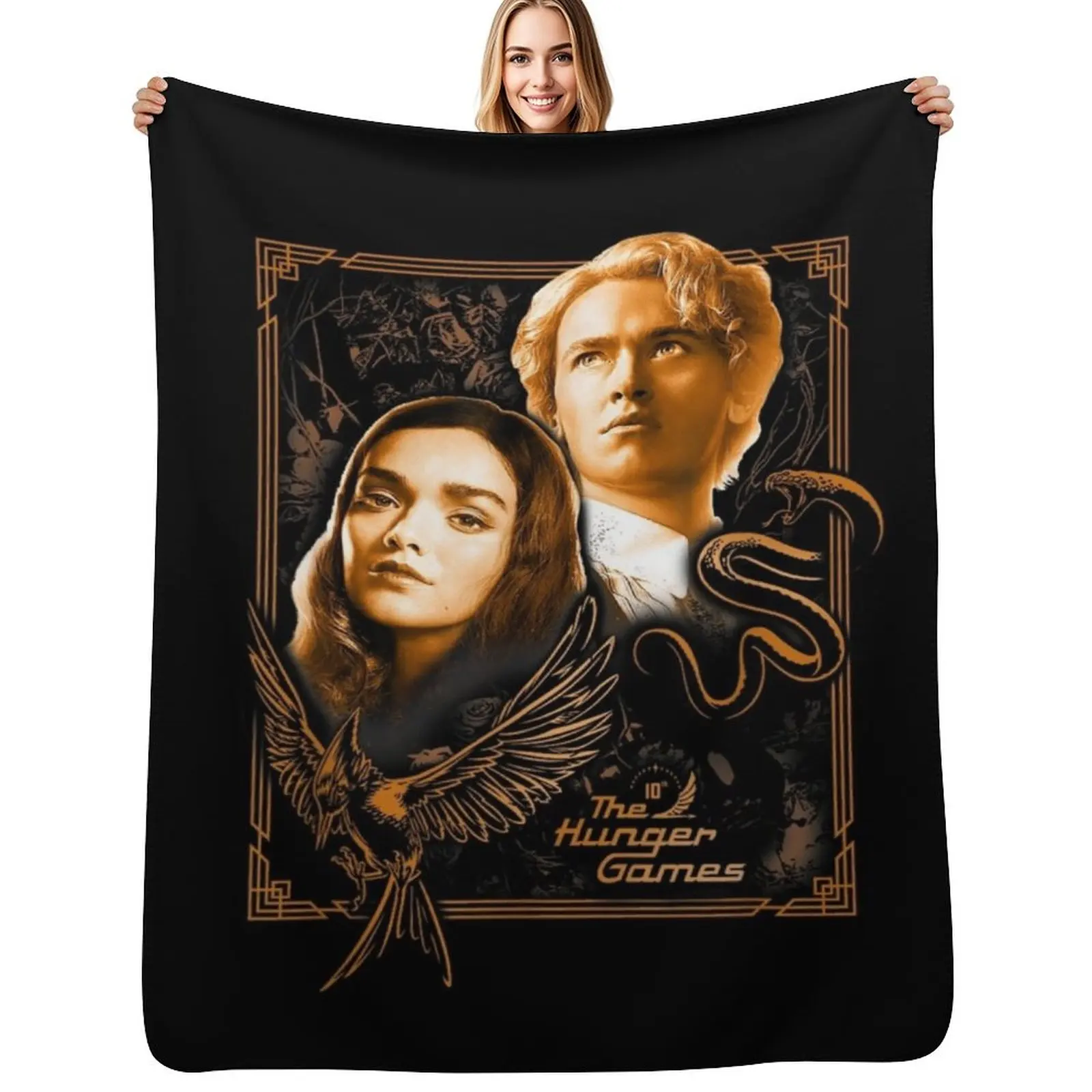 The Ballad of Songbirds and Snakes Framed Lucy Gray & Snow Throw Blanket warm for winter Luxury Designer Furry Blankets
