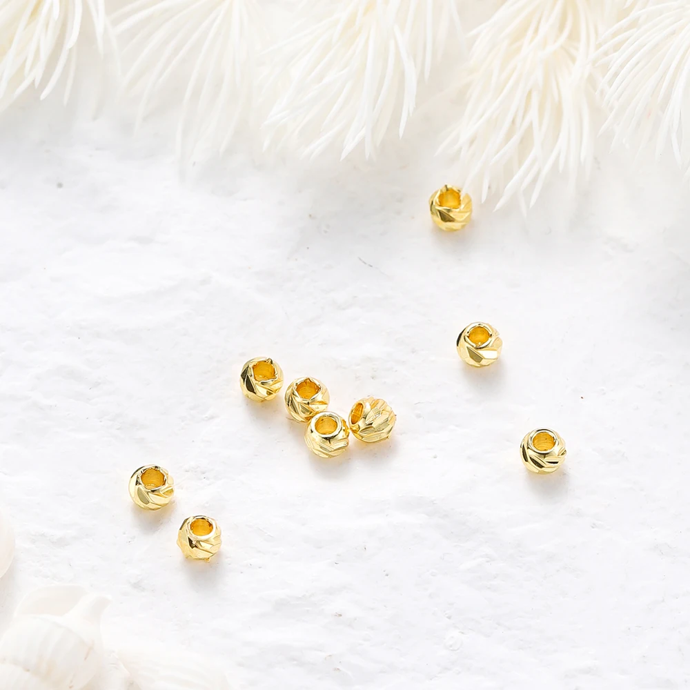 20 teile/los 18K Gold Überzogene Streifen Schnitzen Perlen Ohrring Halskette Blume Lose Spacer Perlen Für DIY Schmuck Machen Großhandel Erkenntnisse – Detail 11