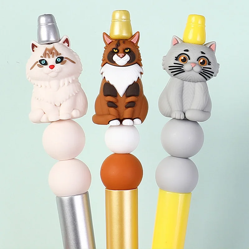 10pcs 3D Cat Silicone Beads DIY Jewelry Making Accessories Kitten Focal Beads Handmade Topper Charms Bulk Bracelet Keychain
