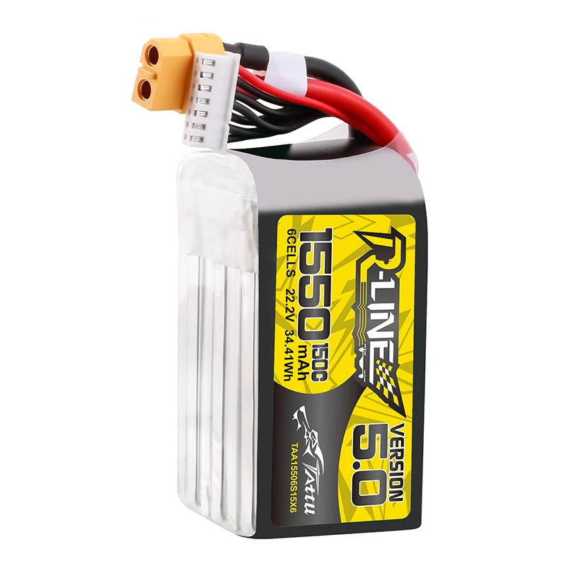 Imagem -05 - Tattu-r-line Bateria 5.0 22.2v 6s 1550mah 150c Bateria Lipo para Helicóptero rc Peças Drone de Corrida Fpv com Plug Xt60 Pcs