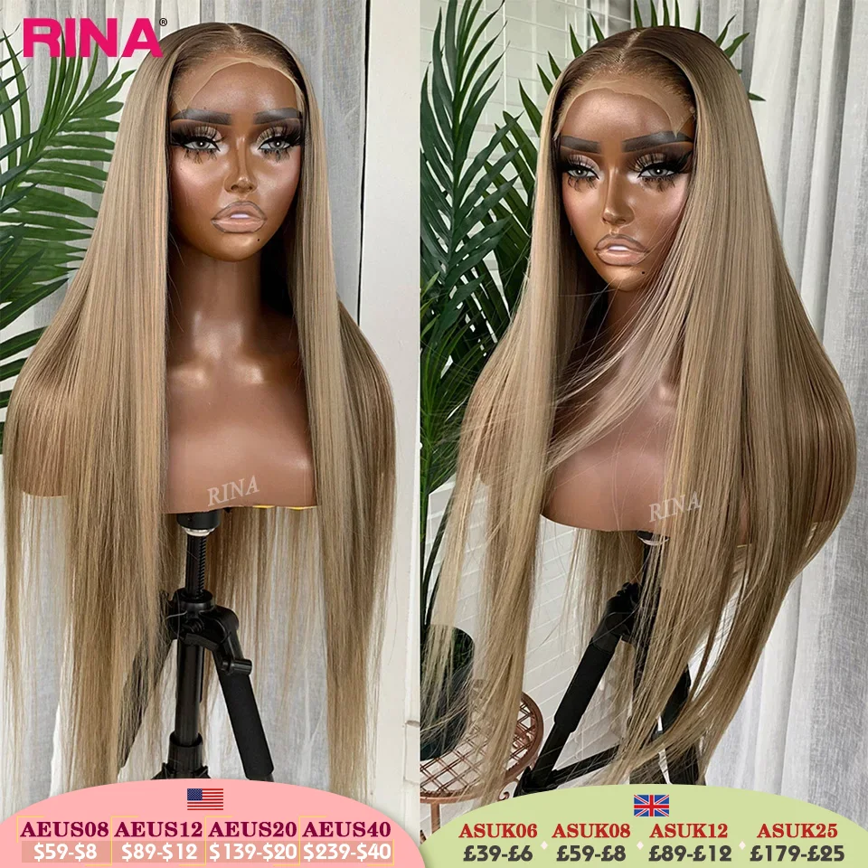 Ombre Blonde 13X6 13X4 Transparent Lace Frontal Wig Straight  Blonde with 1B Roots Wig Human Hair Lace Front Wig 5X5 Closure Wig