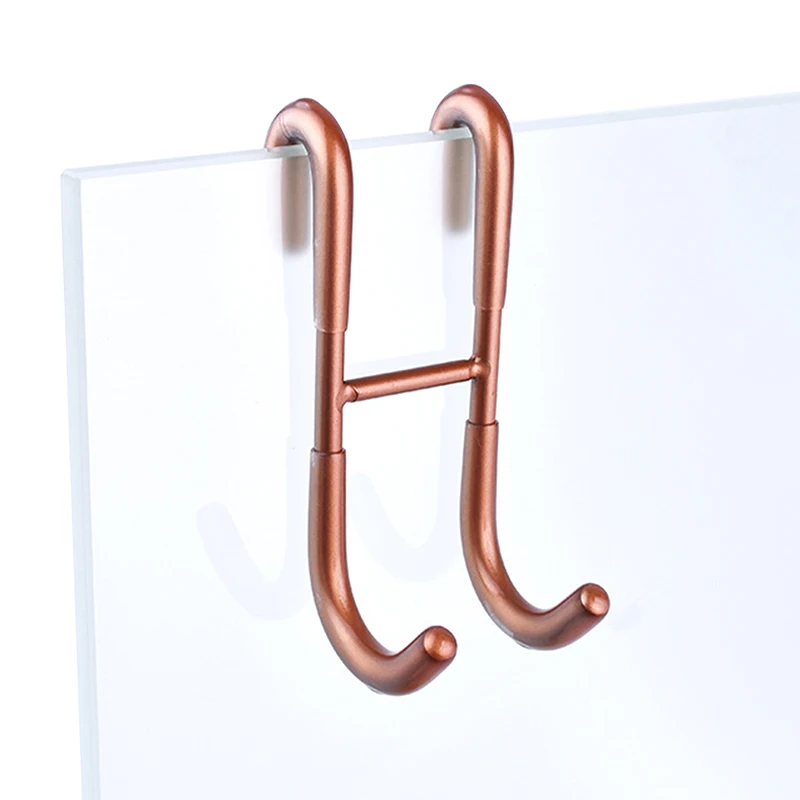 Shower Glass Door Hook Plated Gold 304 Stainless Steel Rack Hooks Bathroom Frameless Drilling-Free Hanger