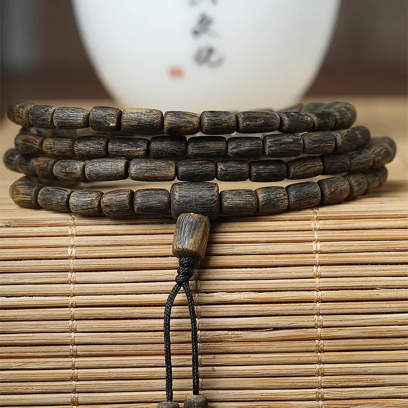 Yingge Lvqi Nan Submerged Water Nha Zhuang Agarwood Bracelet with Shape Wooden Buddha Beads Multi-Circle Bracelet Men and Women