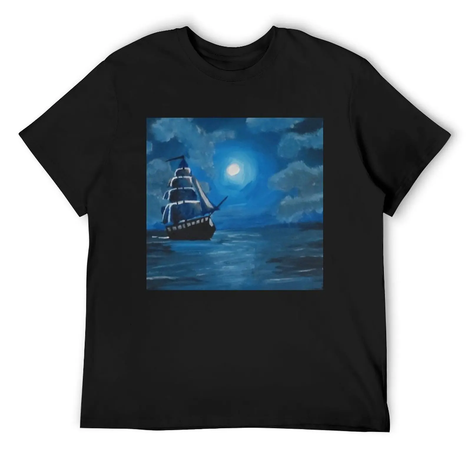 

Boat in the night T-Shirt vintage vintage clothes mens cotton t shirts