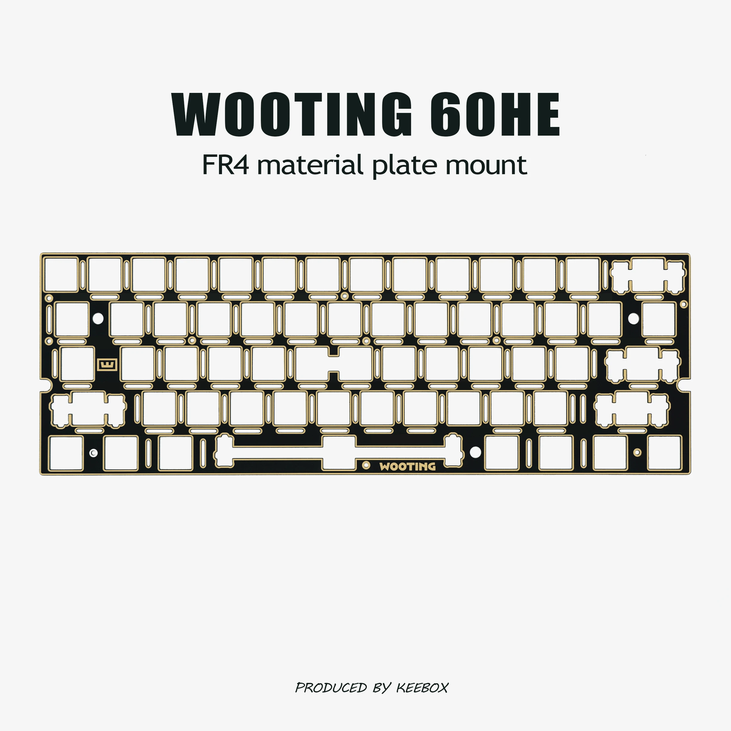 

Keebox Wooting60 HE FR4 Опозиционирующая пластина из углеродного волокна, установленная на заводной клавиатуре «сделай сам»