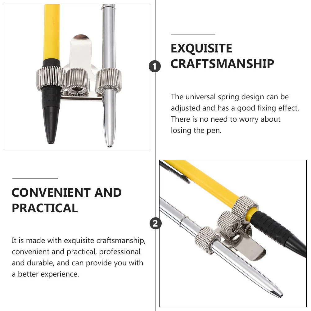 

2 шт. металлический органайзер для карандашей из углеродистой стали с тремя отверстиями, регулируемый пружинный зажим для ручек, держатель для ручек, органайзер для карандашей