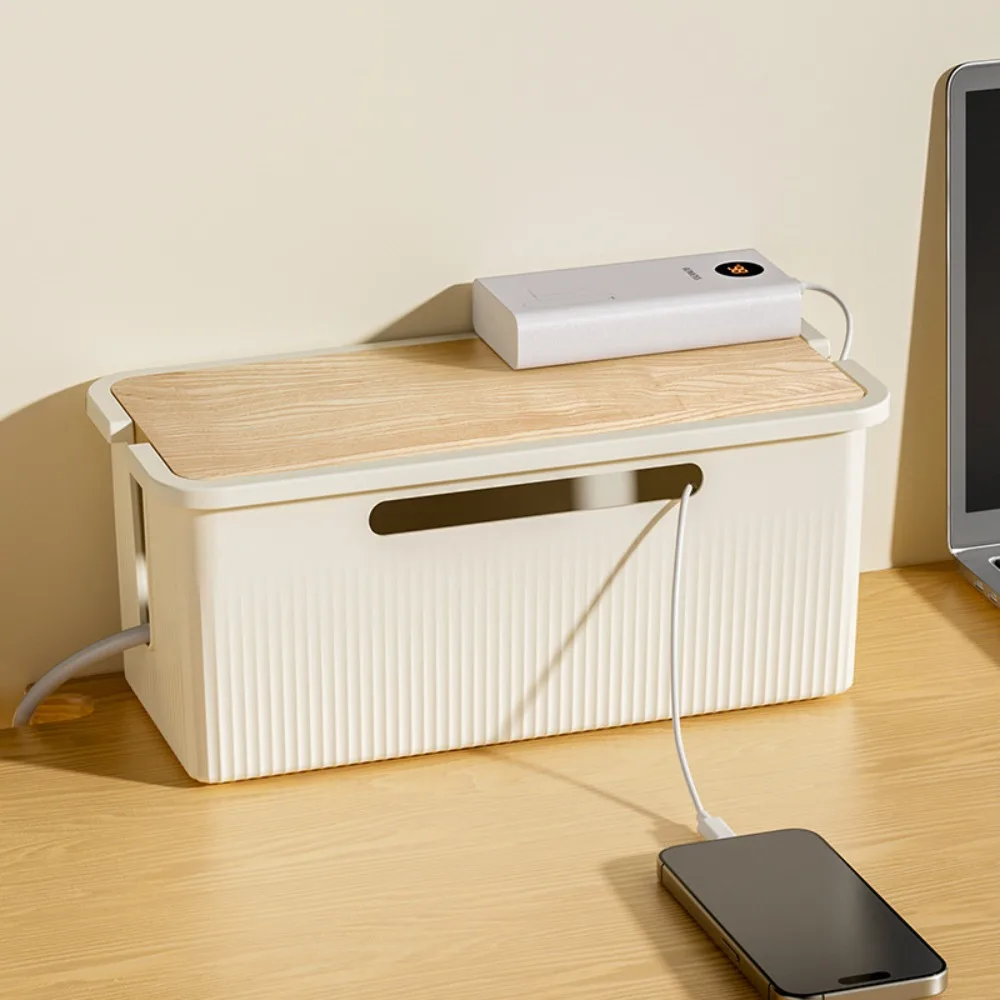 New High Quality Plastic Cable Storage Box Multi-Purpose Cord Organizer Desktop Charging Data Cable Storage Power Management Box