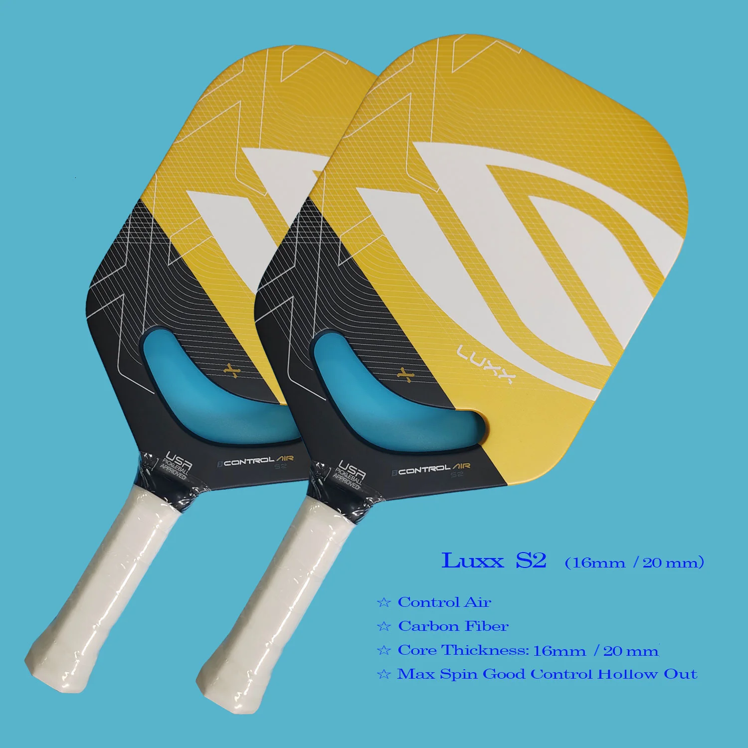 

S2 улыбающееся лицо Control Air T700 Pickleball Paddle LUXX16/20MM Pickleball Paddle из углеродного волокна Professional, Max Spin Good Control