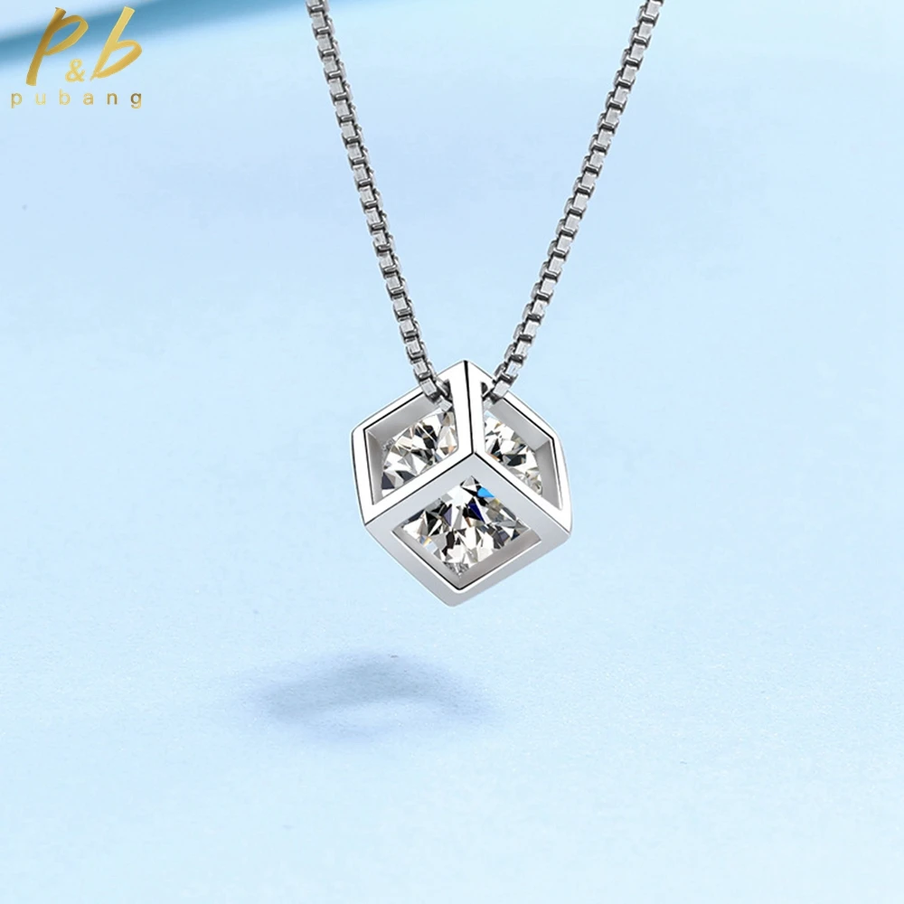 

PuBang Fine Jewelry Solid 925 Sterling Silver GRA Moissanite Diamond Cocktail Pendant Necklace for Women Party Gift FreeShipping