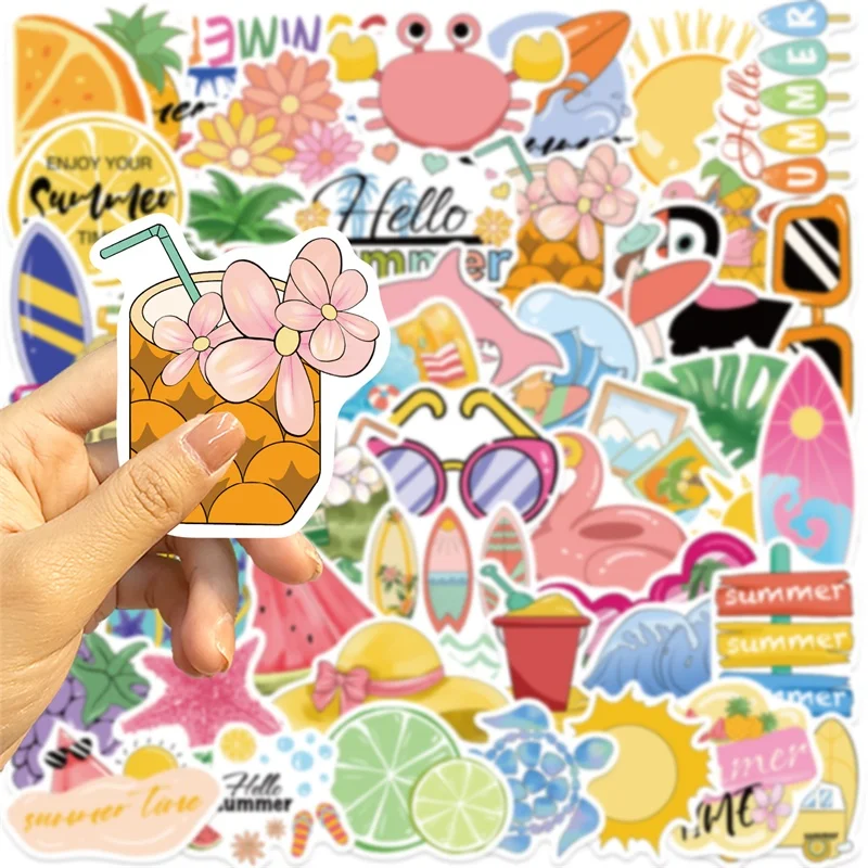 10/30/50PCS Rosa Felice Estate PVC Adesivo Appiccicoso Estetica Decorazione FAI DA TE Scrapbooking Materiale Scolastico Per Bambini