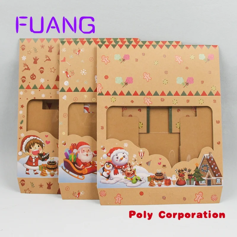 Custom  2022 Xmas Present Christmas Window Cake Box Design For Christmas Bakery Cookie Cake Packagingpacking box for small busin