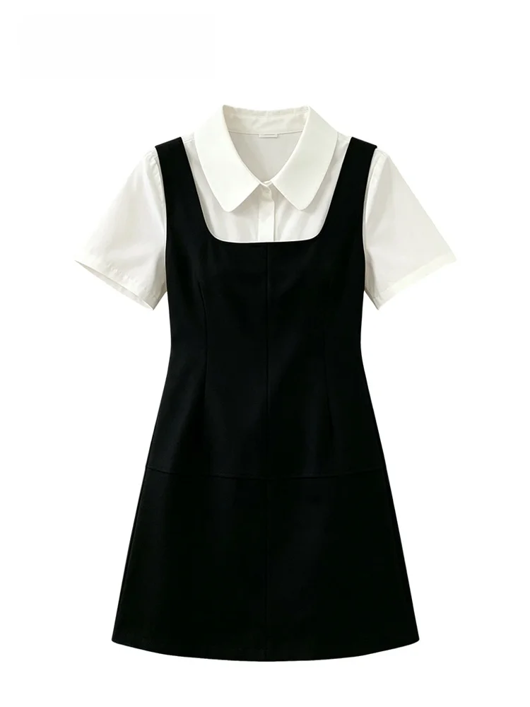 

Summer New Casual College Style plus Size Women's Dress Cara CLUB Flattering High Waist Polyester Fiber Shirt Dress