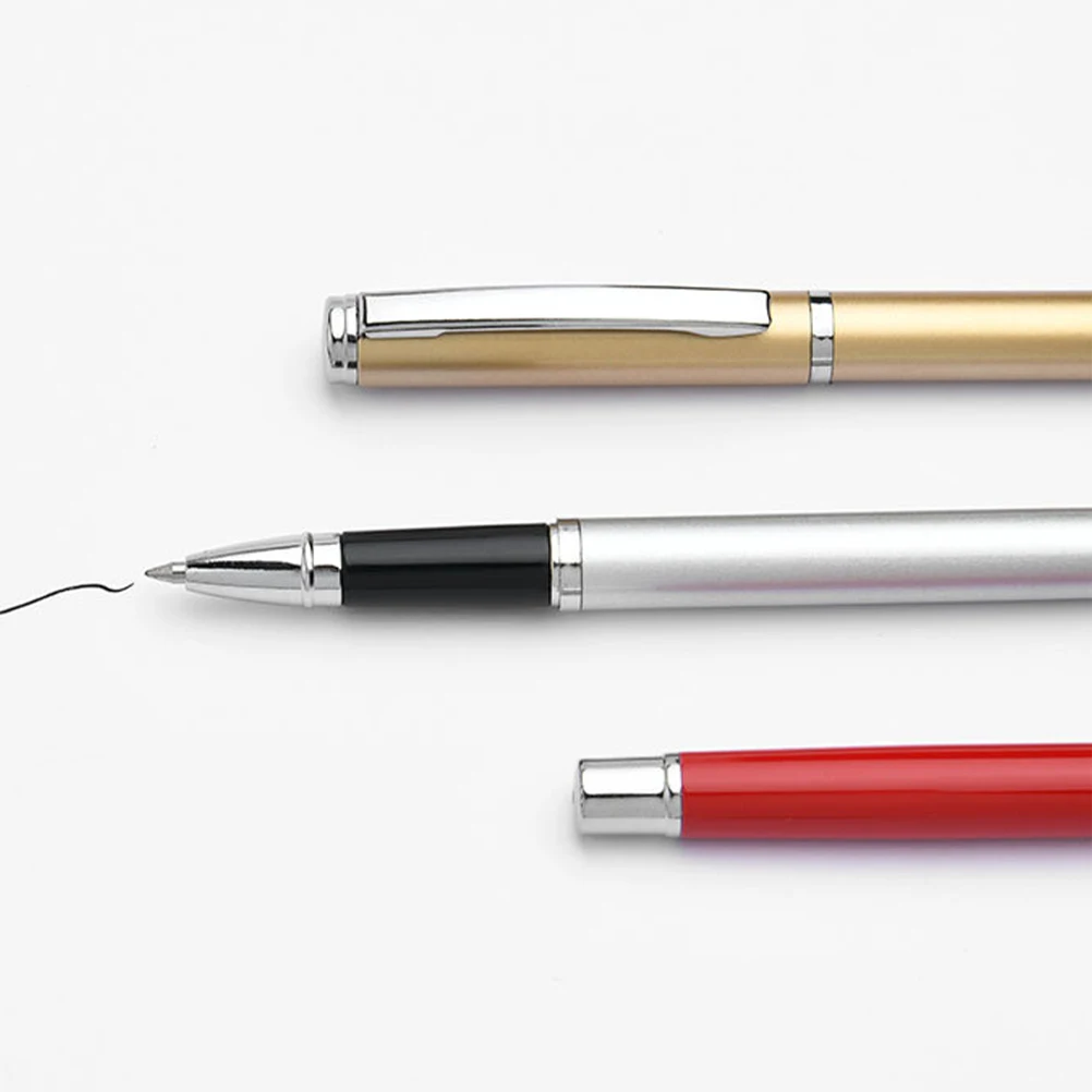 

7 Pcs Pens Black Ink Neutral Pens Black Red Blue Ink Colors Metal Gel Pen Body Writing Office Supplies Student Gifts